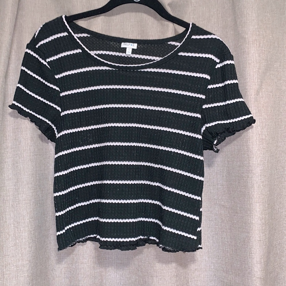 black and white striped crop top